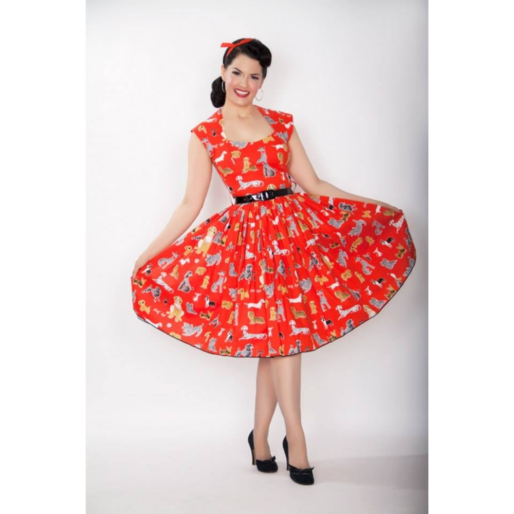 Bernie Dexter Red Dress with Dog Print